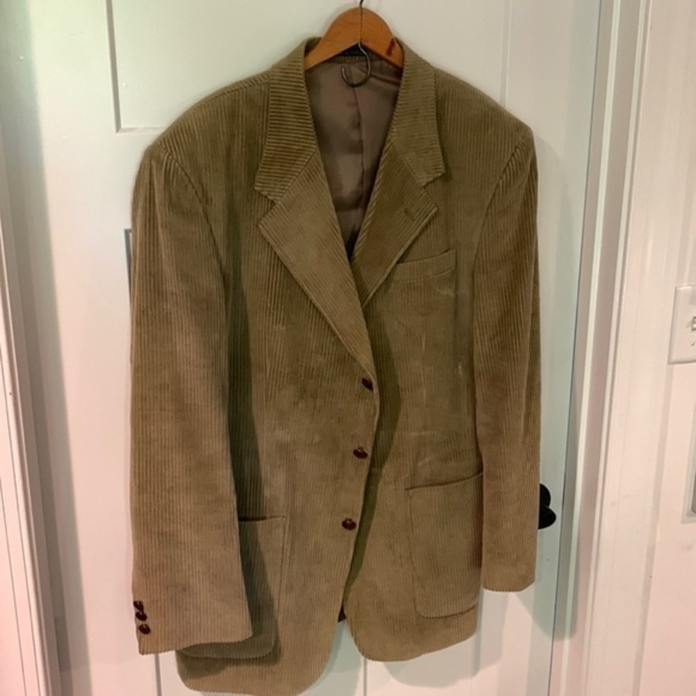 Milano Collezione  Men's Tan Corduroy 100% Cotton Blazer Size  42L Pre-owned
